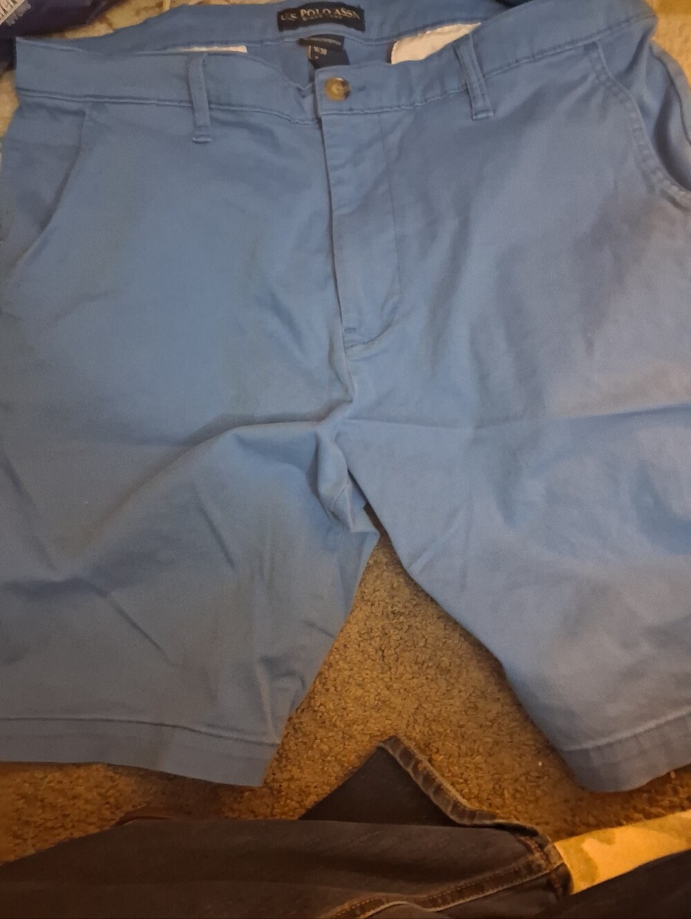 U.S. Polo Assn. Men's Sky Blue Flat Front Chino Shorts